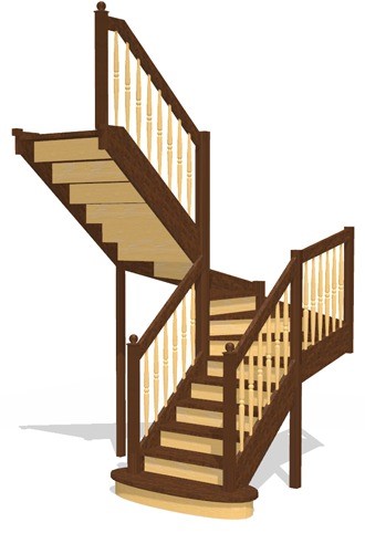 П-образные лестницы с забежными ступенями